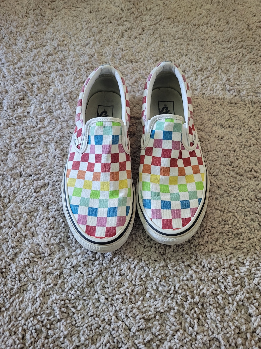 Vans Slip-On Rainbow Checkerboard Shoes